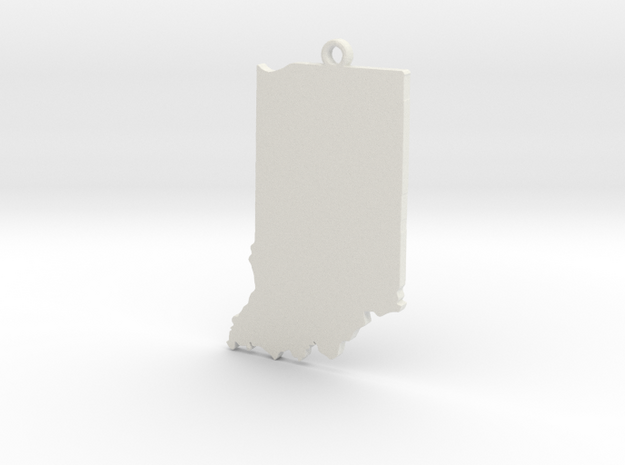 Indiana State Keychain in White Natural Versatile Plastic