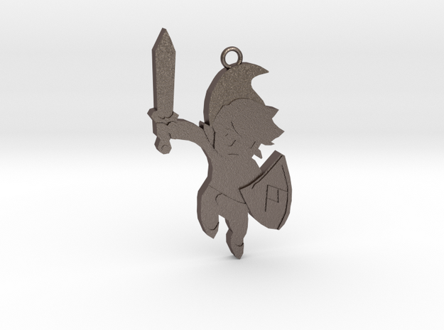 (no texture) Link KeyChain in Polished Bronzed Silver Steel