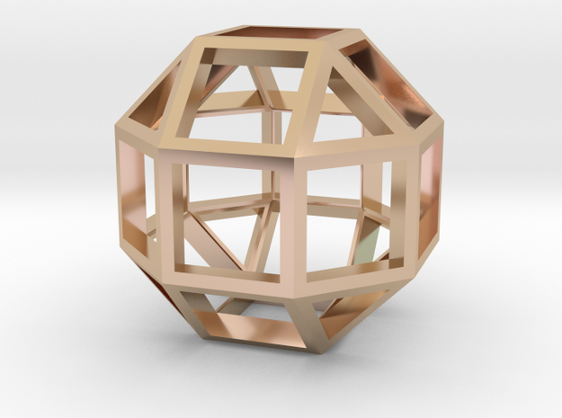 Rhombicuboctahedron Pendant in 14k Rose Gold Plated Brass