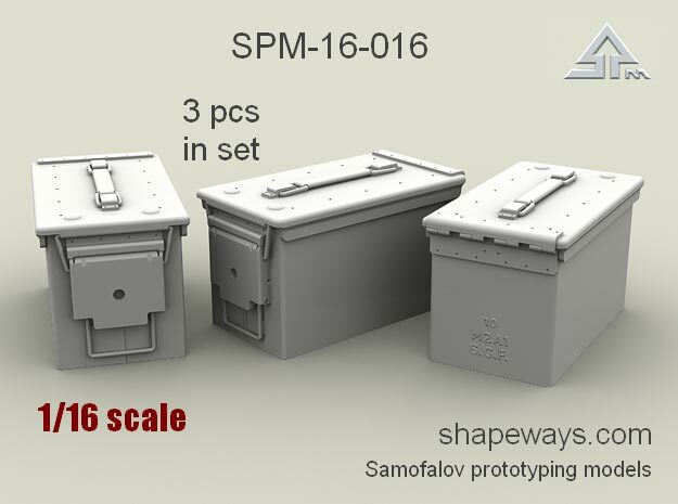 1/16 SPM-16-016 cal.50 ammobox, x3 in set in Smoothest Fine Detail Plastic