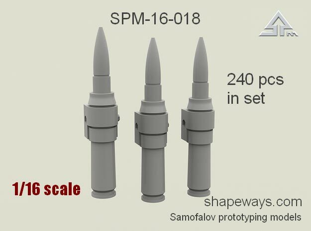 1/16 SPM-16-018 cal.50 cartridges linked, 240 pcs  in Clear Ultra Fine Detail Plastic