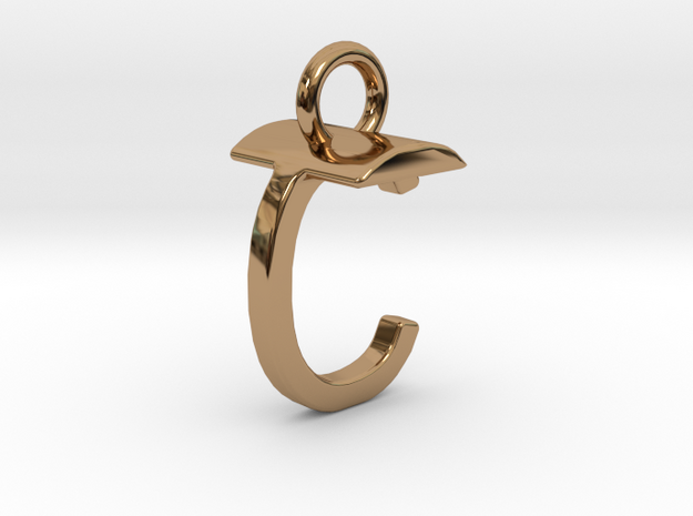 Two way letter pendant - CT TC in Polished Brass