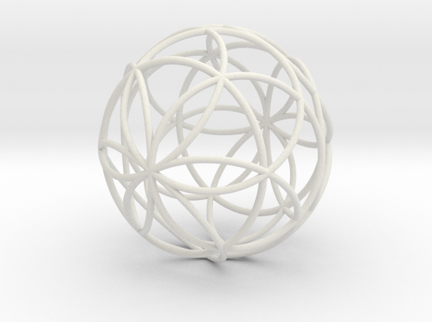 3D 88mm Orb of Life (3D Seed of Life)  in White Natural Versatile Plastic