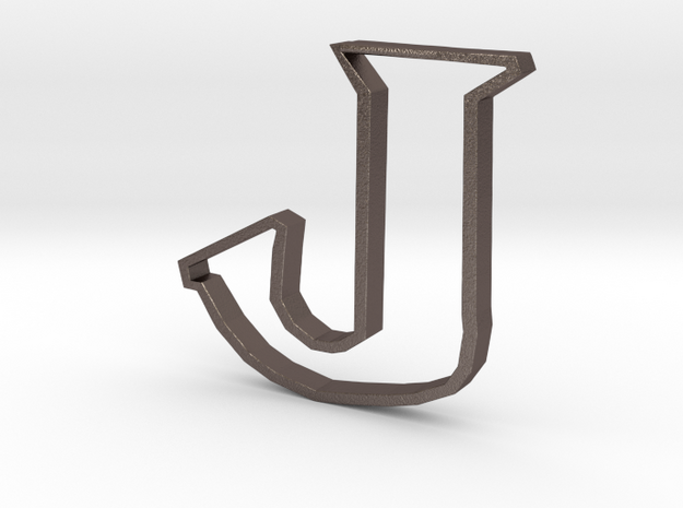 Typography Pendant J in Polished Bronzed Silver Steel