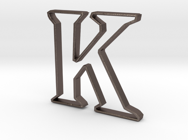 Typography Pendant K in Polished Bronzed Silver Steel