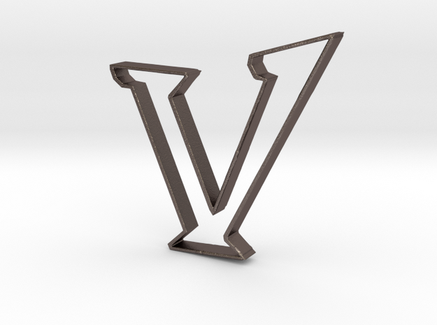 Typography Pendant V in Polished Bronzed Silver Steel