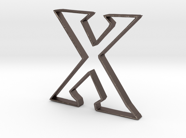 Typography Pendant X in Polished Bronzed Silver Steel