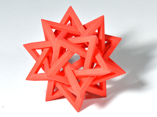 Five Tetrahedra in Red Processed Versatile Plastic: Medium