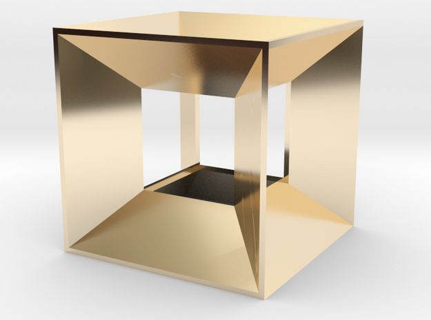 Hypercube Pendant in 14k Gold Plated Brass