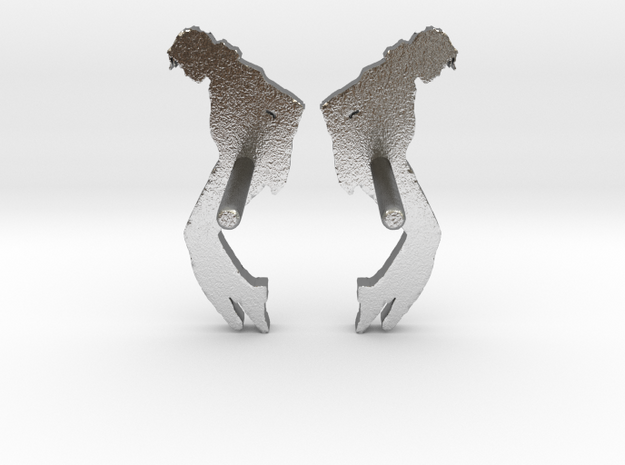 MJ Studs (Pair) Shapeways in Natural Silver