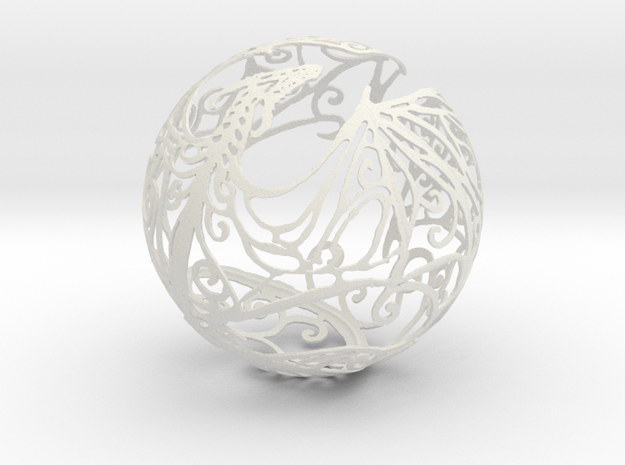 Dragon Sphere Ornament in White Natural Versatile Plastic