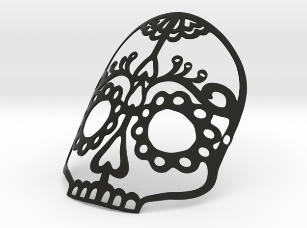 Wearable Halloween or Day of the Dead Skull Mask in Black Natural Versatile Plastic