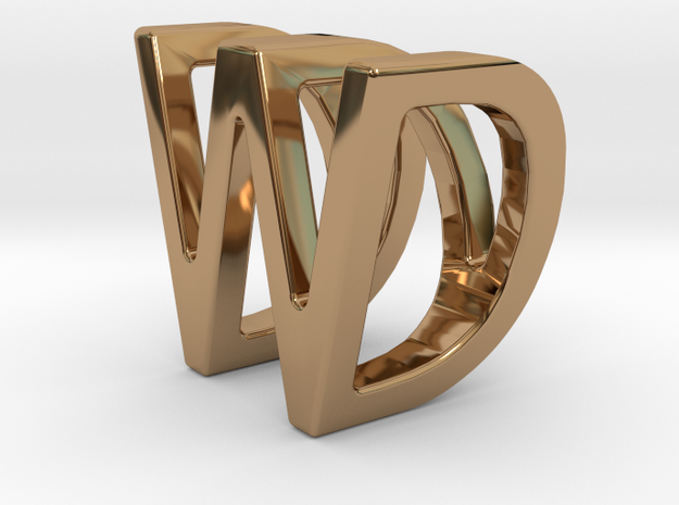 Two way letter pendant - DW WD in Polished Brass