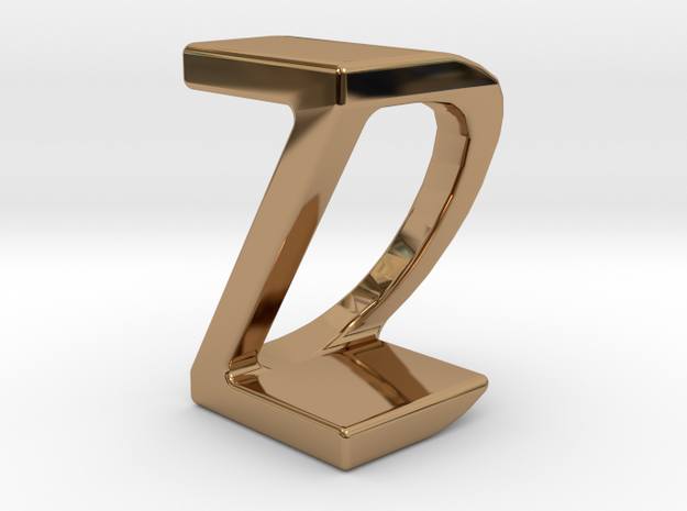 Two way letter pendant - DZ ZD in Polished Brass