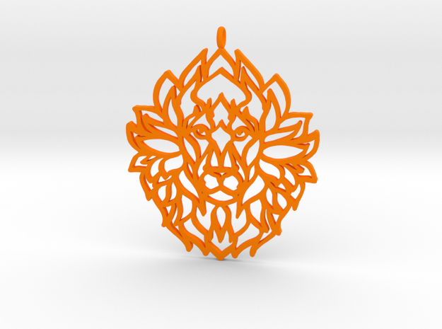 Lion Pendant in Orange Processed Versatile Plastic
