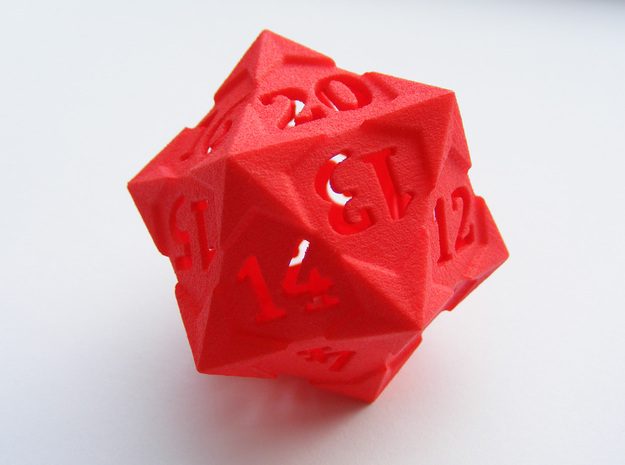 'Starry' D20 Spindown LARGE in Red Processed Versatile Plastic