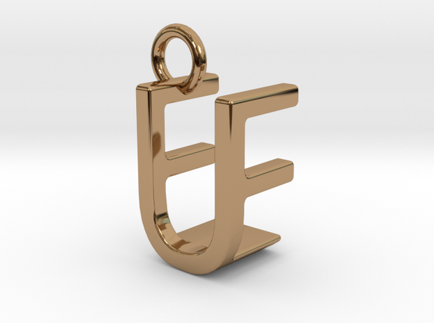 Two way letter pendant - EU UE in Polished Brass