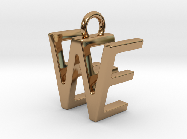Two way letter pendant - EW WE in Polished Brass