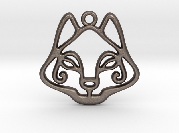 The Cat Pendant in Polished Bronzed Silver Steel