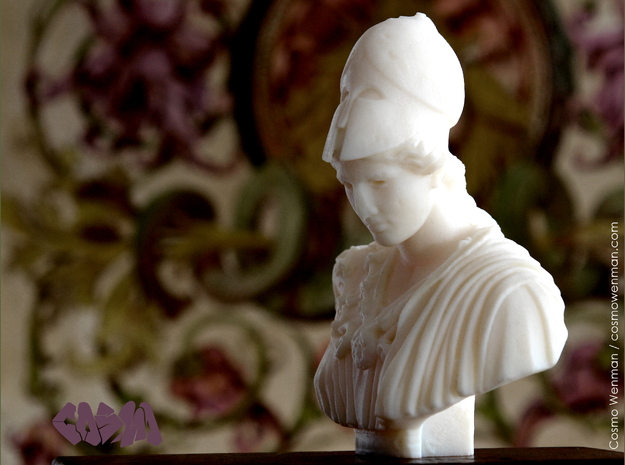 Bust of Athena of Velletri, goddess of technology in White Natural Versatile Plastic