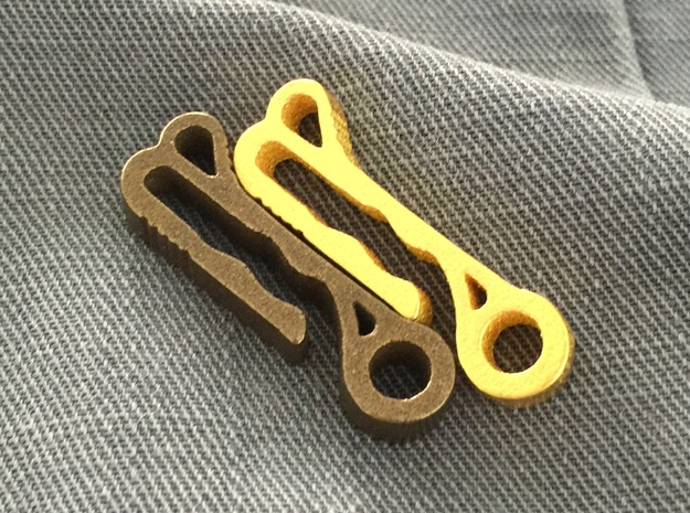 Pocket Clip/Dangler version 2 in Polished Gold Steel