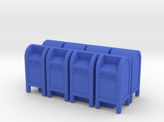 US Mail Box - HO 87:1 Scale (Qty 8) in Blue Processed Versatile Plastic