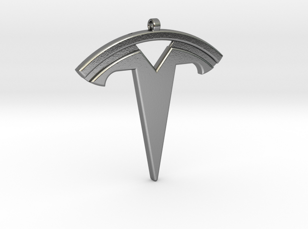 Tesla Keychain in Polished Silver
