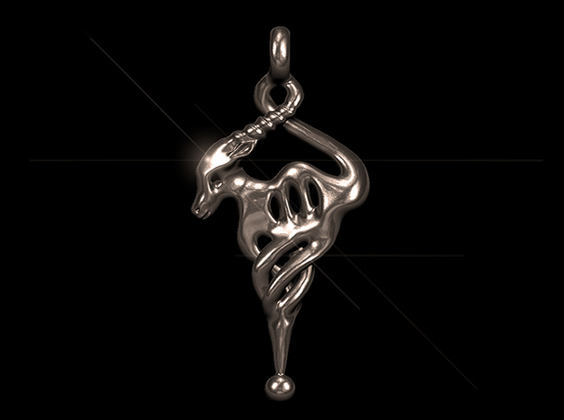 Gazelle Pendant in Polished Bronzed Silver Steel