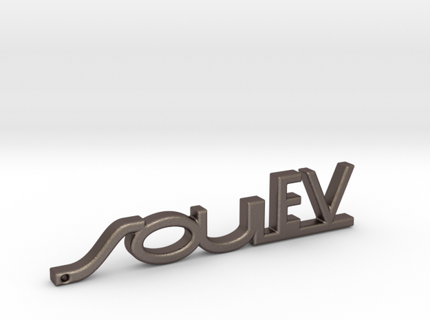 Kia Soul EV Keychain in Polished Bronzed Silver Steel