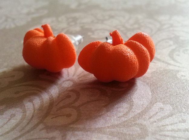 Fairytale Pumpkin Stud Earrings in Orange Processed Versatile Plastic