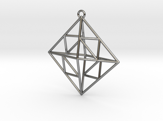OCTAHEDRON Earring / Pendant Nº2 in Fine Detail Polished Silver