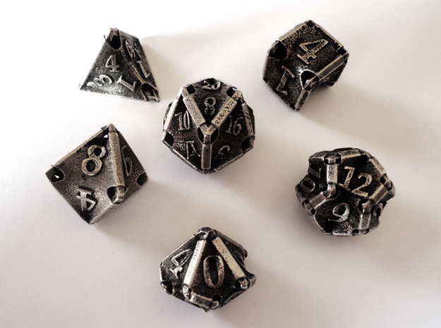 Stretcher Dice Set in Polished Bronzed Silver Steel