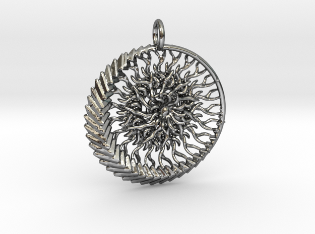  1 piece sun and moon pendant in Polished Silver