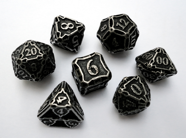Premier Dice Set with Decader in Polished Bronzed Silver Steel
