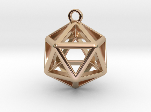 Icosahedron Pendant in 14k Rose Gold Plated Brass