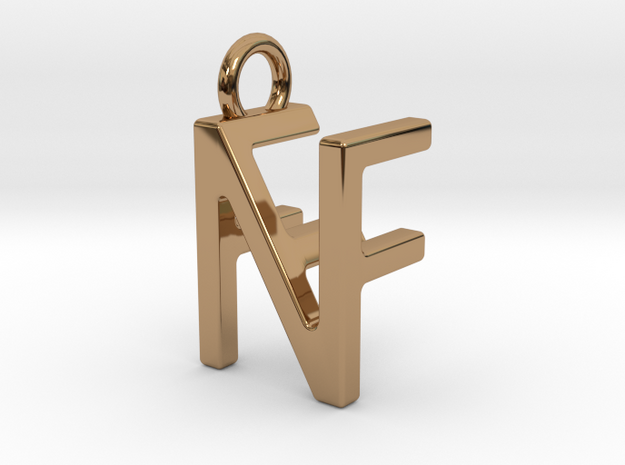Two way letter pendant - FN NF in Polished Brass