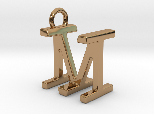 Two way letter pendant - IM MI in Polished Brass