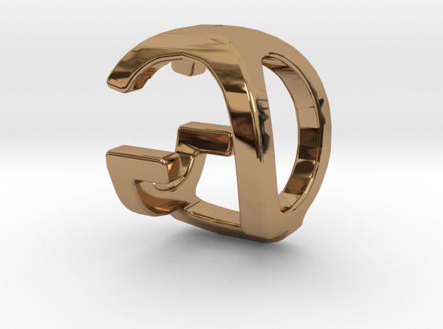 Two way letter pendant - GQ QG in Polished Brass