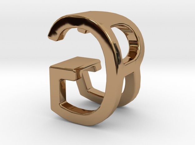 Two way letter pendant - GR RG in Polished Brass