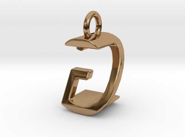 Two way letter pendant - GZ ZG in Polished Brass