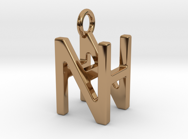 Two way letter pendant - HN NH in Polished Brass