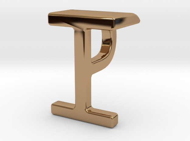 Two way letter pendant - IP PI in Polished Brass