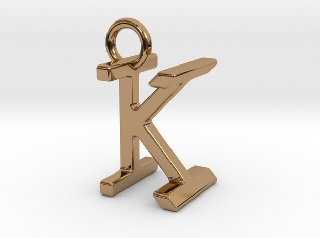 Two way letter pendant - IK KI in Polished Brass