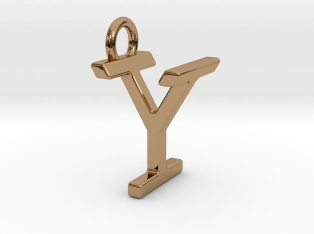 Two way letter pendant - IY YI in Polished Brass