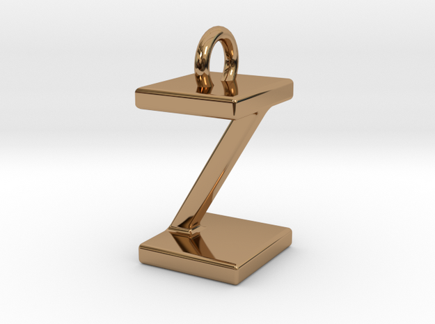 Two way letter pendant - IZ ZI in Polished Brass