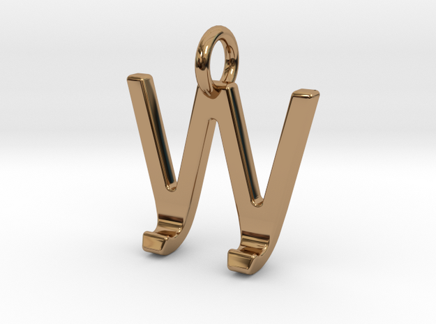 Two way letter pendant - JW WJ in Polished Brass