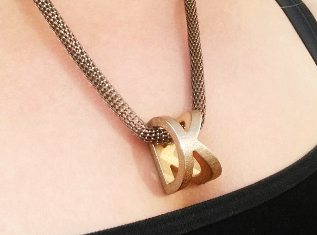 Two way letter pendant - JJ J in Polished Brass