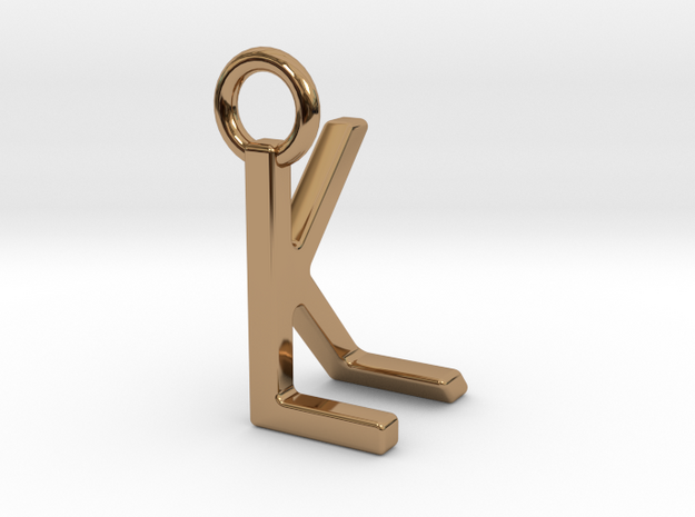 Two way letter pendant - KL LK in Polished Brass