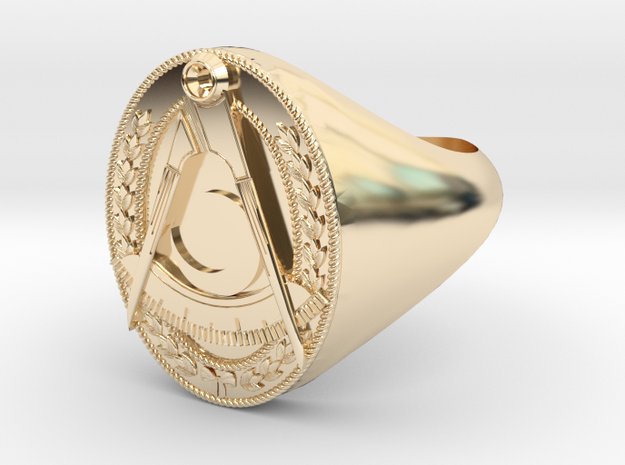 Masonic District Deputy Jewel Ring in 14k Gold Plated Brass