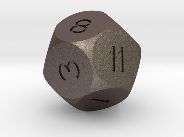 D12 dice in Polished Bronzed Silver Steel
